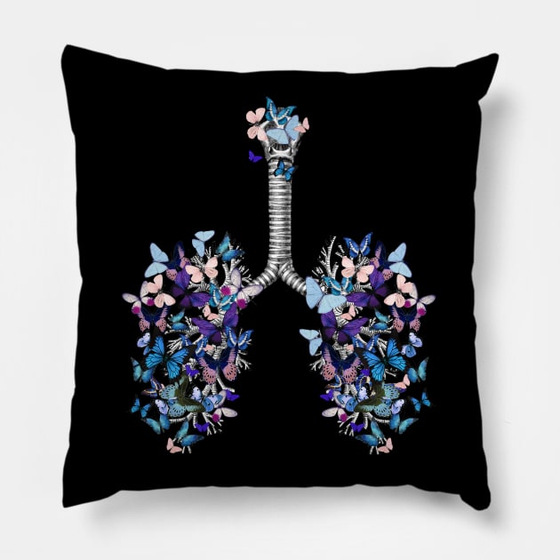 Lung Anatomy / Cancer Awareness 18 Pillow by Collagedream