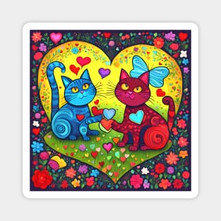 2 cats in love Magnet