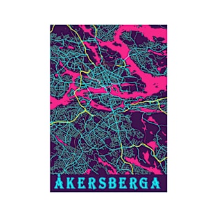 Åkersberga Neon City Map, Åkersberga Minimalist City Map Art Print T-Shirt