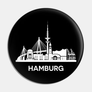 Hamburg City Skyline, extended version, white Pin