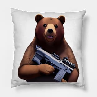 Bear Gun Sticker Pillow