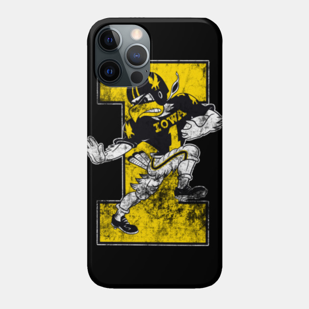 Viintage Iowa Hawkeyes Football Mascot Distressed Version - Hawkeyes - Phone Case