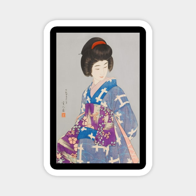 Graceful Geisha in Kimono - Japanese Vintage Art Magnet by geekmethat