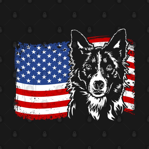 Proud Border Collie American Flag patriotic dog by wilsigns