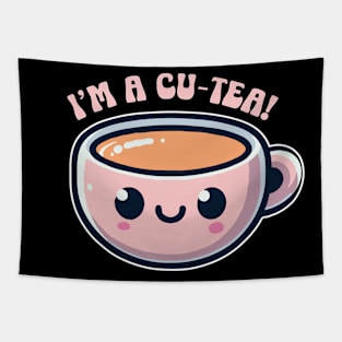 I'm A Cu-Tea Tea Lover Pun Funny Tapestry