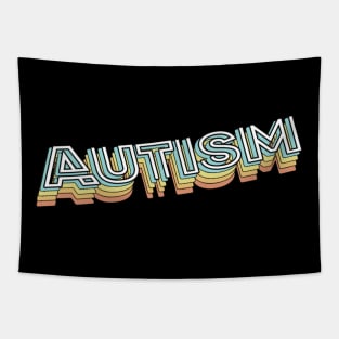 Autism Retro Typography Faded Style Tapestry