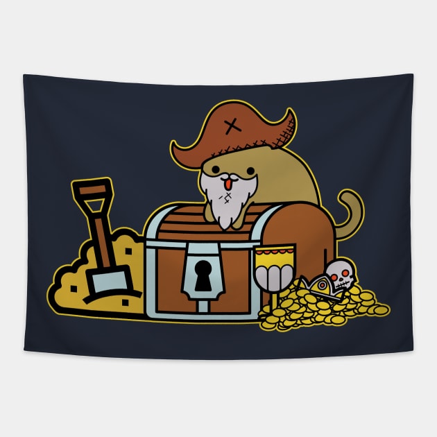 Cat pirate and Treasure Tapestry by GlanceCat