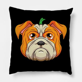 English Bulldog Pumpkin Head Halloween Costume Pillow