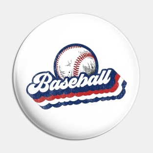 Retro Baseball Mom Red White Black Pin