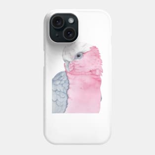 rosalbin galah cockatoo pink watercolor portrait Phone Case