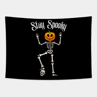 Stay Spooky Skeleton Pumpkin Head Spooky Halloween Party Costume Tapestry