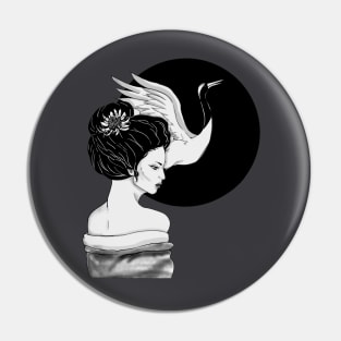 Crane Geisha Pin