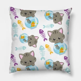 Pattern Of Cats, Cute Cats, Kittens, Fish Pillow