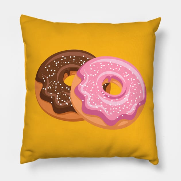 Two Powdered Donuts Yummy Snack Pillow by InkyArt