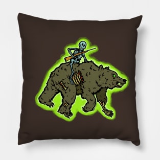 Creepy Alaska Grizzly Bear Skeleton Hunter Pillow