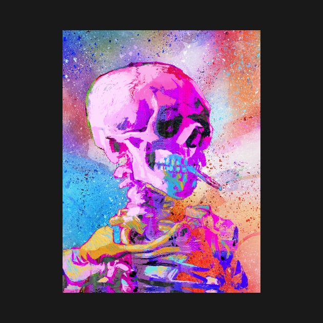 Skull Smoking Skeleton Colorful Pop Art by Pop Factory