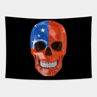 Samoa Flag Skull - Gift for Samoan With Roots From Samoa Tapestry