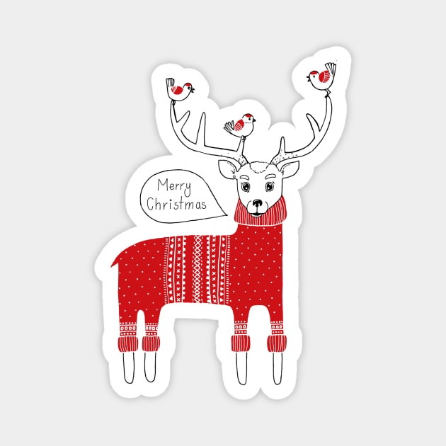 Christmas deer Magnet by ruta13art