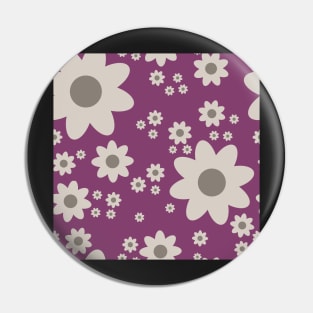 Retro style simple daisy flower in magenta purple, donkey brown and taupe Pin