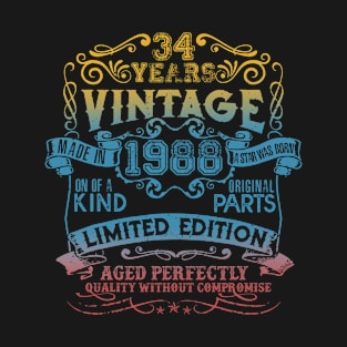 34 Years old Vintage 1988 Limited Edition 34th Birthday T-Shirt