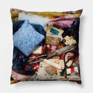 Sewing - Basket of Sewing Supplies Pillow