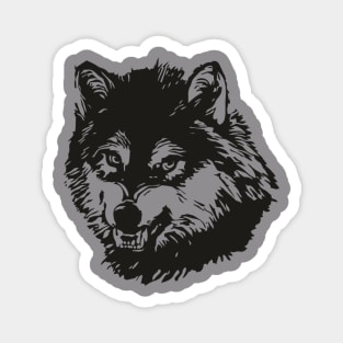 Black and White Angry Wolf Magnet