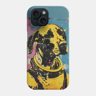 Vintage and vivid great dane dog astronaut portrait Phone Case