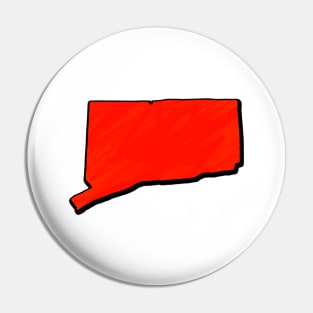 Bright Red Connecticut Outline Pin