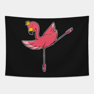 Flamingo as Ballerina at Ballet with Crown Tapestry