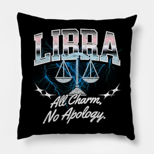 Libra All Charm No Apology Retro Bootleg Zodiac Sign Astrology Pillow