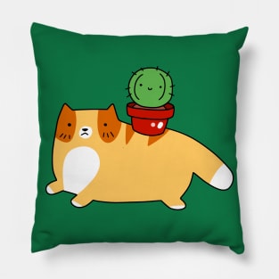 Orange Tabby and Cactus Pillow