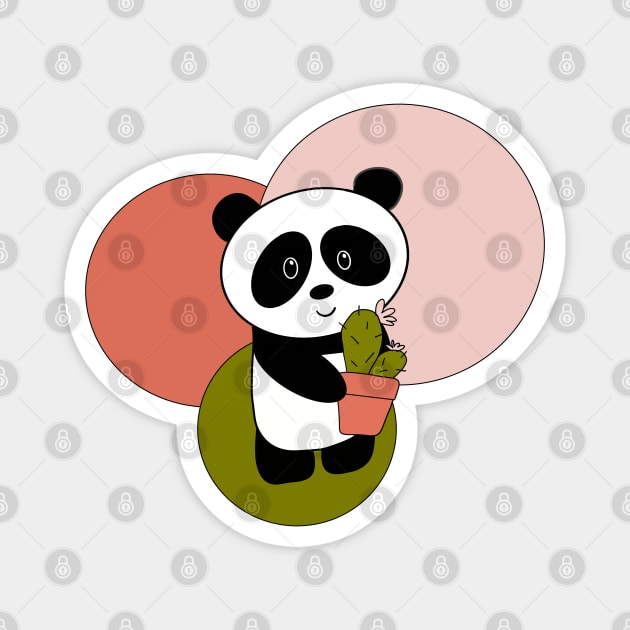 Cactus Panda Magnet by 1000 Pandas