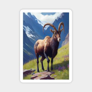 Siberian ibex Oil paint Magnet