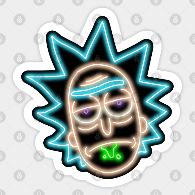 Neon Rick Sanchez Head - Rick And Morty - Sticker | TeePublic