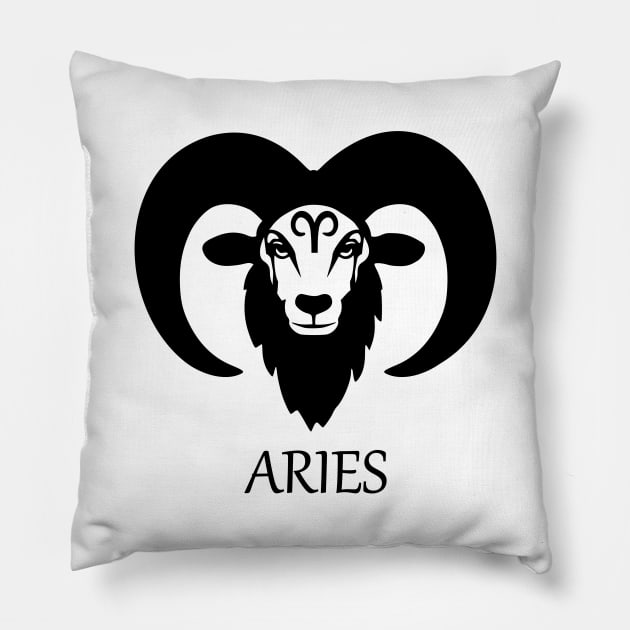 Aries Ram Zodiac Sign Pillow by LaurenElin