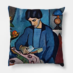 August Macke Art Titled Woman Reading Pillow