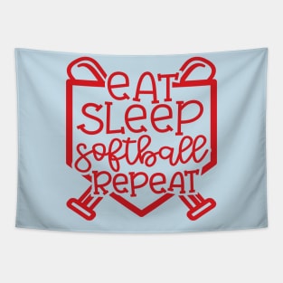 Eat Sleep Softball Repeat Cute Funny Tapestry