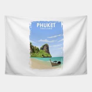 Phuket Thailand Travel Poster Tapestry