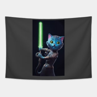 Fun Cat Print ~ AI Art ~ Fantasy Cat ~ Sci-fi Cat ~ Cats with Lightsabers Tapestry