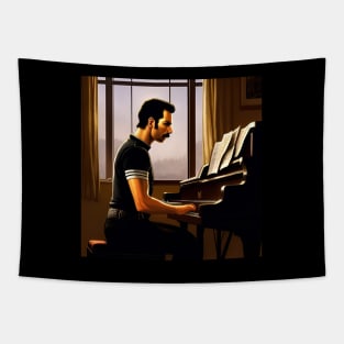 A Singer Legend Is Playing The Piano Tapestry