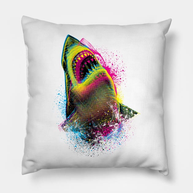 Cmyk Shark Pillow by Moncheng