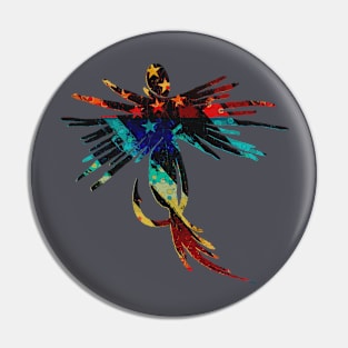 Colorful Fly Fishing American Flag Grunge Mash Art Pin