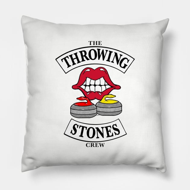 Curling Fan The THROWING STONES Crew Funny Winter Sports Pillow by ScottyGaaDo