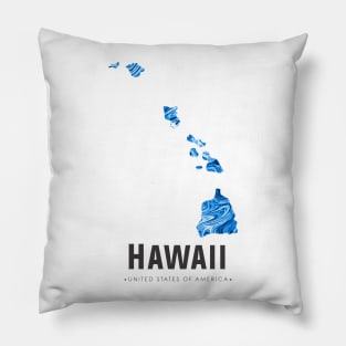 Hawaii state map abstract blue Pillow