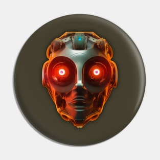 Futuristic Cyborg Orange Pin