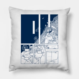 Dubai, UAE City Map Typography - Coastal Pillow