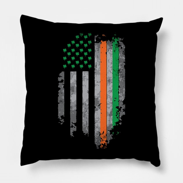 St Patricks Day Irish American USA Flag Heritage Pride T-Shirt Pillow by jqkart