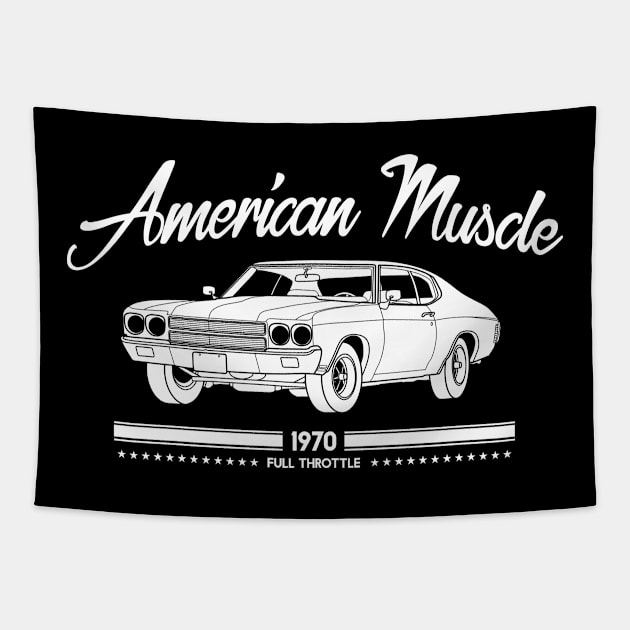 American Muscle Car 1970 Full Throttle Tapestry by Drumsartco