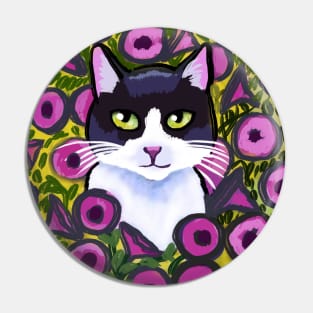 Cat in a flower field Pin