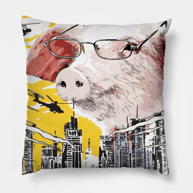 Pigzilla Funny Pigs Farm Poultry Farmer Gifts Pillow by Essinet